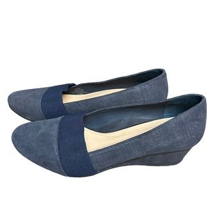 Nurture Eilena Size 8 1/2  navy wedge slip ons, wedge heels, leather upper